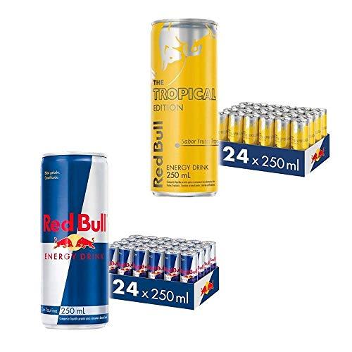Kit Red Bull Energy Drink e Red Bull Tropical - 250 ml - 48 latas