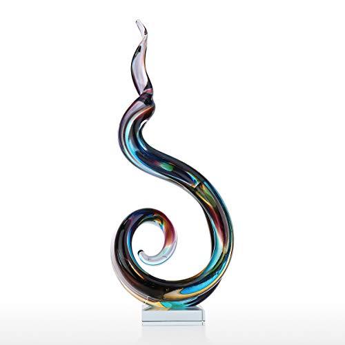 Romacci Escultura de vidro abstrata enfeite de vidro feito à mão arte decorativa de mesa decoração para casa multicolor
