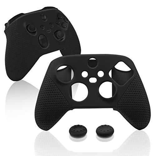 ECHZOVE Capa de silicone para Xbox Series S/X, capa protetora para Xbox Series S/X com punhos de polegar - preta