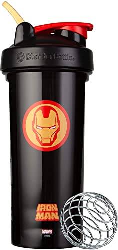 BlenderBottle Marvel Shaker Bottle Pro Series Perfeito para Shakes de Proteína e Pré-Treino, 800 ml, Cabeça Homem de Ferro