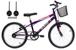 Bicicleta Aro 20 Feminina com cestinha e rodinhas (Violeta)