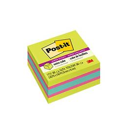 Post-it Super Sticky Notes, 7,6 cm x 7,6 cm, 1 cubo, 2 vezes o poder de colagem, cores brilhantes, reciclável (2027-SSGFA)