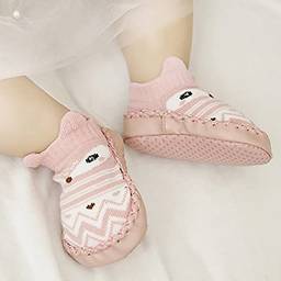 2 pacotes, Tomshin Meias de bebê com solado de borracha anti-derrapante sola macia bonito desenho animado meias para crianças.