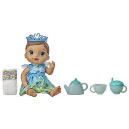 Boneca Baby Alive Bebê Chá de Princesa, com Cabelos Castanhos e Kit de Chá que Muda de Cor - F0032 - Hasbro, Azul e verde