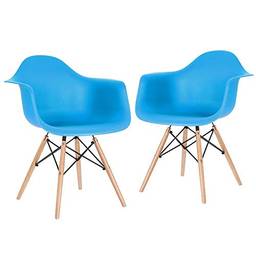 Kit - 2 x cadeiras Eames Daw - Azul céu - Madeira clara