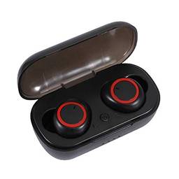 heaven2017 Fones de ouvido esportivos estéreo de alta fidelidade Bluetooth 5.0 TWS sem fio com caixa de carregador de bateria Preto vermelho