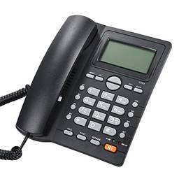 ERYUE Telefone de mesa com fio Telefone Fixo com Identificação de Chamadas Tela LCD Brilho Ajustável Preto (Linha Telefônica dos EUA)