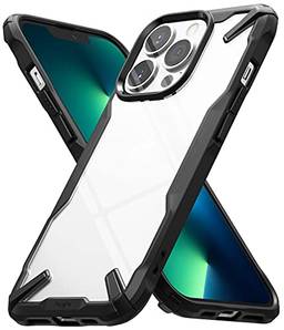 Ringke Fusion-X Capa compatível com iPhone 13 Pro Max, parte traseira rígida transparente resistente à prova de choque avançada proteção de TPU (poliuretano termoplástico) - Preta