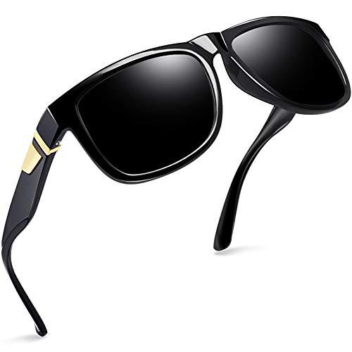 Joopin Óculos de Sol Masculinos Femininos Polarizados Quadrado Óculos de Sol Esportivos para Dirigir UV Proteção (Lustro Retrô Preto )