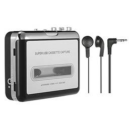 Btuty USB Cassette Captura Cassette Converter Tape-to-MP3 em estéreo Computador HiFi som mega Qualidade Baixo Áudio Music Player com fone de ouvido