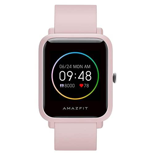 Amazfit Bip S Lite Smart Watch Fitness Tracker, 30 dias de vida útil da bateria, 1,28" sempre ligado, 14 modos esportivos,5 ATM resistente à água, para o iPhone Android (Pink)