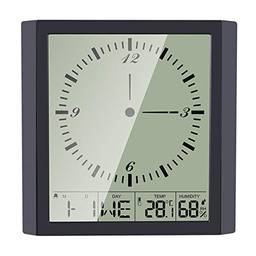 Henniu Termômetro digital multifuncional Termômetro e higrômetro e relógio quadrado Relógio de parede minimalista com alarme de calendário e indicador de umidade de temperatura interna