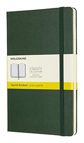 Moleskine Caderno clássico, capa dura, grande (12,7 cm x 21 cm) quadrado/grade, verde murta, 240 páginas