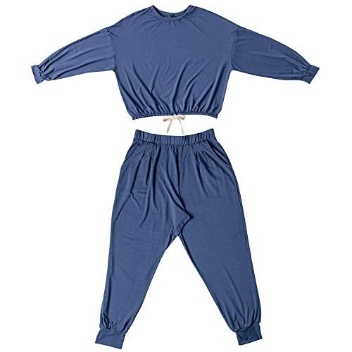 Pijama Cropped Manga Longa Modal Soft, She, Azul Jeans Escuro, GG