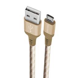 Cabo Micro USB, nylon trançado, para dispositivo Android e acessórios ,1.5MT, Golden (Dourado), MIC15G, Geonav