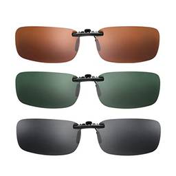 BESPORTBLE Clipe Polarizado Em Óculos de 3 Pcs Aro Flip up Dirigindo Óculos de Vidros Clipe para Homens Mulheres