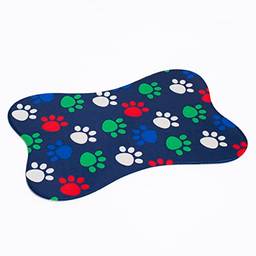 Tapete Pet para Comedouro de Cachorro e Gato Jogo Americano fixador Anti Derrapante Facil de Limpar Lavavel (Patinhas Azul Marinho)