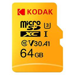 Mibee Cartão Micro SD Cartão de 64GB TF U3 A1 Cartão de Memória V30 100MB / s Velocidade de Leitura 4K Video Record