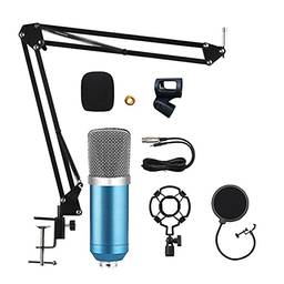 Miaoqian Kit de microfone condensador de gravação de estúdio com suporte de choque + suporte flexível de braço de tesoura + filtro pop + pára-brisa + cabo de conexão para transmissão de música online