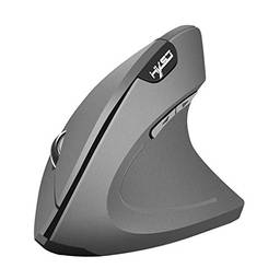 Mouse sem fio Almencla 2,4 GHz óptico vertical para jogo/escritório mouse com 3 DPIs ajustáveis: 800/1600/2400, 6 botões de controle - cinza