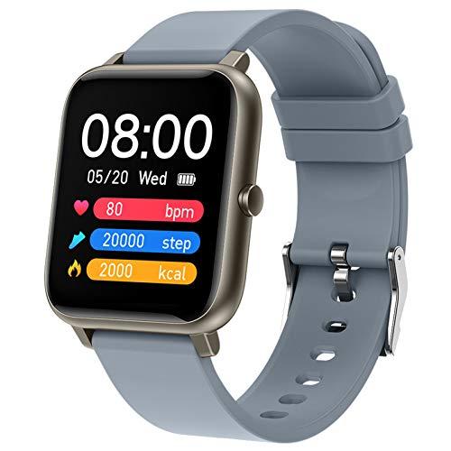 Relógio Inteligente SmartWatch com Monitor Cardíaco, Monitor de Sono e Pressão Sanguínea para iOS e Android,cinza