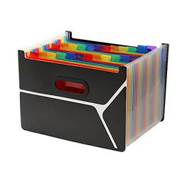 Eastdall Organizador De Papel,Pasta de arquivo em expansão 24 Organizador de arquivo de bolso Pasta de acordeão de cor do arco-íris Etiquetas coloridas em branco Caixa de arquivo A4
