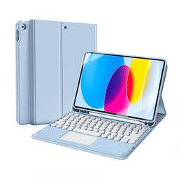 WB Capa com Teclado e trackpad para iPad 10ª Geração 10.9" Polegadas com Auto Hibernação (Azul)