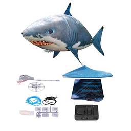 Controle remoto tubarão voador RC balão inflável brinquedo tubarão peixe-palhaço presente(Tubarão Azul)