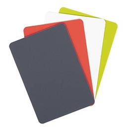 Dexas Conjunto de quatro tábuas de corte flexíveis Grippmat resistentes, 20 x 28 cm, cinza, vermelho, branco e verde