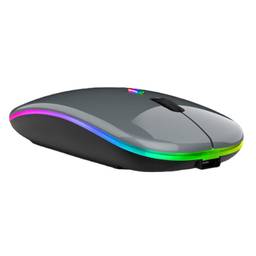 SZAMBIT Bluetooth sem fio com USB recarregável RGB Mouse BT5.2 para laptop PC Macbook Gaming Mouse 2.4GHz 1600DPI (Cinza metálico e BT)