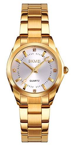 Relógios femininos pulseira de aço inoxidável analógico quartzo simples negócios relógio de pulso feminino, gold, Esporte
