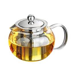 Bule de chá de vidro resistente ao calor de 1300 ml da UPKOCH, bule de chá de vidro resistente ao calor com coador de aço inoxidável 304 para chá de limão e frutas