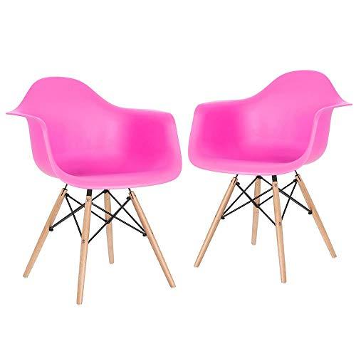 Kit - 2 x cadeiras Eames Daw - Rosa pink - Madeira clara