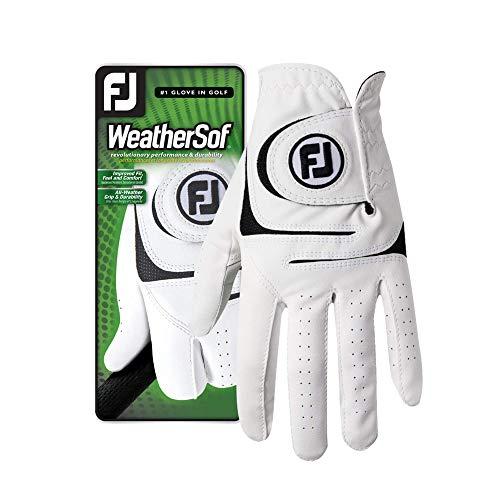 FootJoy Luva de golfe masculina WeatherSof branca média/grande, usada na mão esquerda