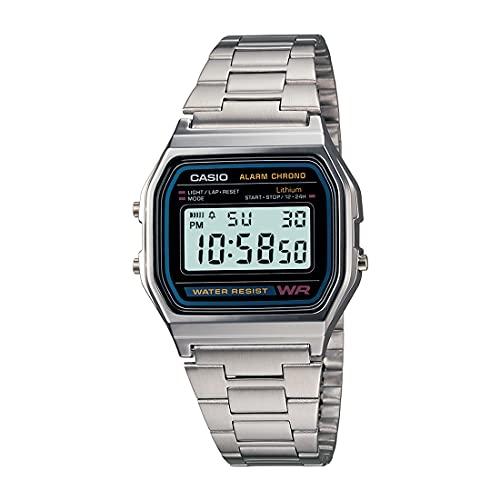 Relógio digital masculino Casio A158WA-1DF de aço inoxidável