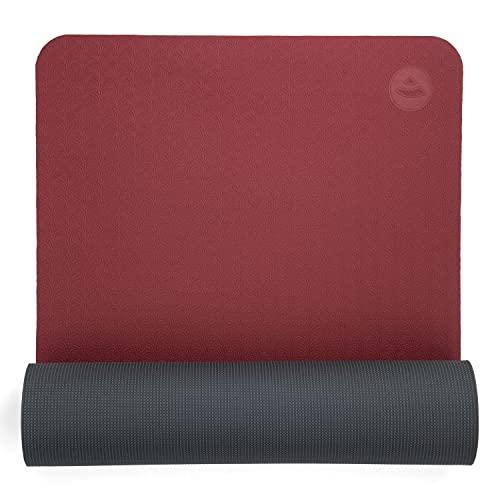 Tapete Yoga Mat TPE, Colchonete de Yoga 100% reciclável, confortável, antiderrapante, indicado para pilates, ginástica 6mm 183x60 cm (Bordô / Grafite)