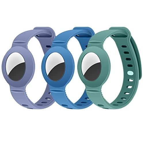 TwiHill para Apple Airtag pulseira de silicone capa protetora GPS infantil antiperda, posicionamento de etiquetas aéreas, pulseira protetora de silicone (pacote de 3) (E)