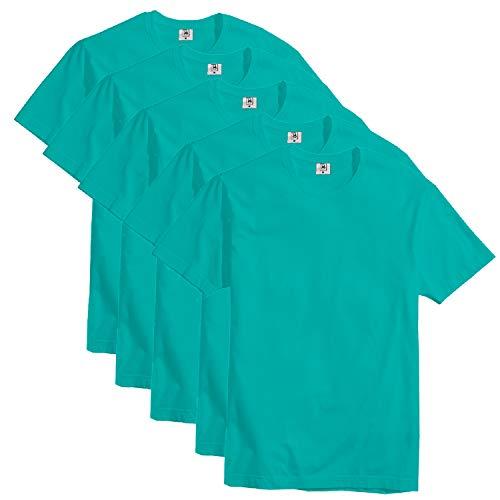 Kit Com 5 Camisetas Slim Masculina Básica Algodão Part.B (Verde, GG)