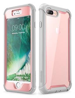 Capa i-Blason para iPhone 8 Plus/iPhone 7 Plus, [Ares] Capa pára-choque robusto e transparente de corpo inteiro com protetor de tela integrado (rosa)