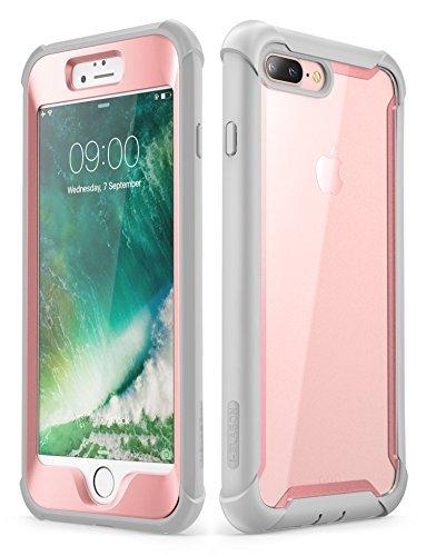 Capa i-Blason para iPhone 8 Plus/iPhone 7 Plus, [Ares] Capa pára-choque robusto e transparente de corpo inteiro com protetor de tela integrado (rosa)