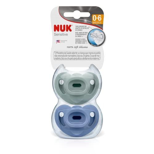 Kit c/ 2 Chupetas NUK Sensitive Soft Fashion 100% Silicone Boy S1