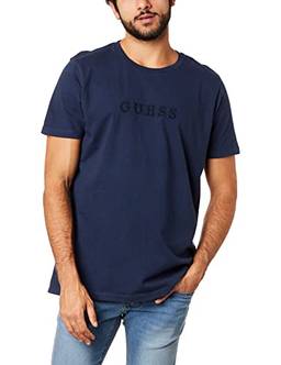 T-Shirt Logo Bordado, Guess, Masculino, Azul Escuro, 3G