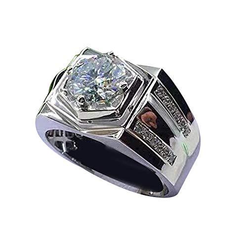 heaven2017 anel com strass incrustado de luxo para casamento, festa de noivado, homem, joia de presente, prata 9