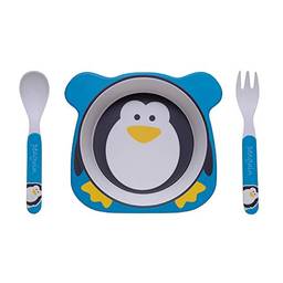 Kit Alimentação Pinguim Eco - 3 Unidades, Girotondo Baby, Branca/Azul/Preta/Amarela
