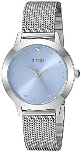 GUESS Relógio feminino de quartzo de aço inoxidável, prata, casual, Prateado/azul, One Size, U1197L2