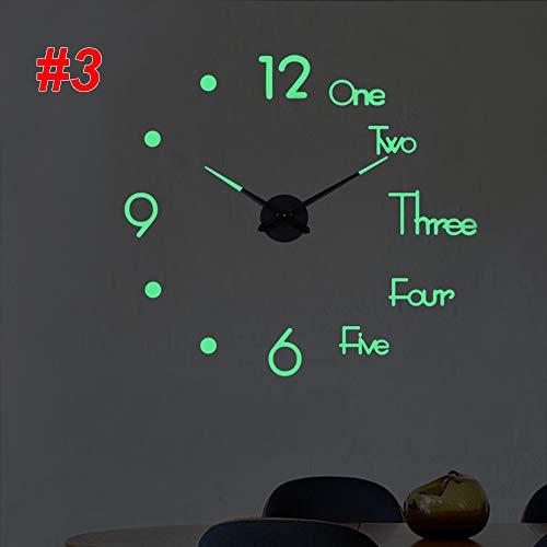 Goodjobb Relógio de parede luminoso 3D, relógios de parede luminosos acrílicos de design moderno, adesivos decorativos de parede para estudo, sala de estar, quarto para presente, decoração da casa e relógio de quartzo