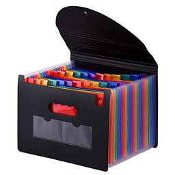 Kiboule Pasta de arquivo expansível de 24 bolsos com capa Accordian File Organizer A4 Tamanho Carta Organizador de Documentos Rainbow Color para Home Office School
