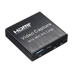 Henniu Placa de captura de vídeo Placa de captura USB Suporte máximo Entrada 4K Resolução de saída 1080P Tamanho pequeno Suporte Entrada de microfone