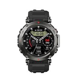 Amazfit T-Rex Ultra Durable Military Outdoor Smartwatch for Men, com GPS Dual Band, 20 dias de duração da bateria, 30m de mergulho livre, suporte de mapa offline (Black)