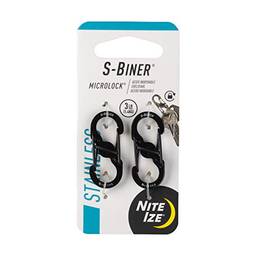 Nite Ize S-Biner MicroLock, porta-chaves de travamento, aço inoxidável, preto, 2 unidades (pacote com 1)